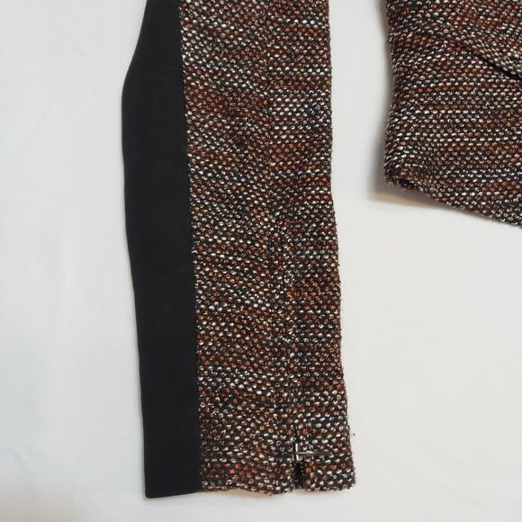 Ann Taylor Black, Brown, White, Pink Blazer Women’s Size 6 Crop Moto Style - Picture 3 of 10